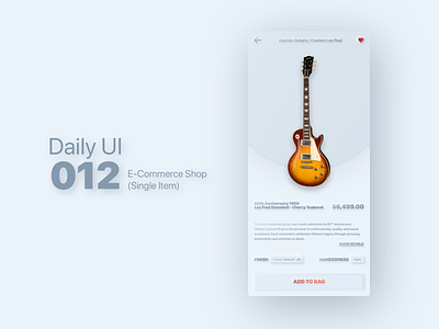 Daily UI Challenge #012 app daily challange dailyui design ecommerce electric guitar figma gibson neumorphism skeuomorphic skeuomorphism ui ux