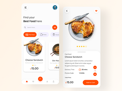 Food App Design 2021 branding ecommerce app design food app food app design 2022 food app orange food delivery app mobile app ui design