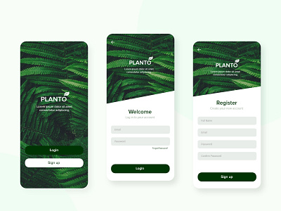 Online Plant Store App | Planto App Login or Sign up page design adobe xd branding ecommerce app design login or sign up screens mobile app plant store app design concept planto app design source file ui design