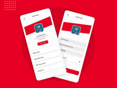 Profile Ui Design | User Profile Screens Design branding edit profile screen food app profile screen foodie graphic design mobile app profile pages design profile screen design re ui ui ui design user profile