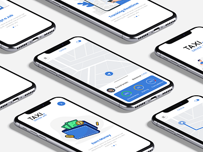 Taxi Booking Driver App Design | Taxi Driver App blue ui branding graphic design online taxi app design taxi app design taxi driver app design ui dsign uiux userinterface