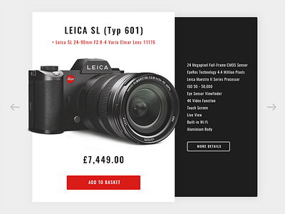 Single Product camera dailyui ecommerce leica product typography ui web