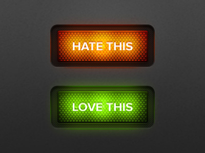 Hate/love this buttons button buttons green hate ios ipad iphone light love orange red rocker rockers texture