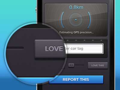 DrivePorter, "final" version app appplication blue button car ios iphone purple radar slider tag