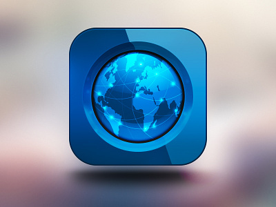 Mobile App Icon – rebound app application blue earth glass globe glossy icon ios iphone light