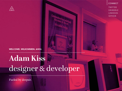 Adam Kiss 2013 – personal site 2 art directed big grid photo purple red sans serif serif white