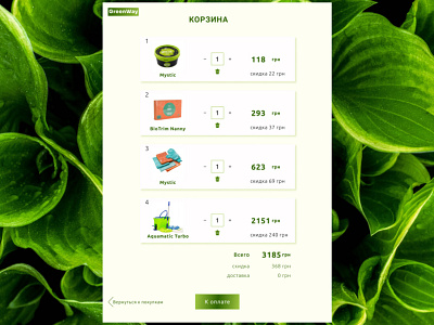 Design a Shopping Cart 058 dailyui design greenway shopping cart