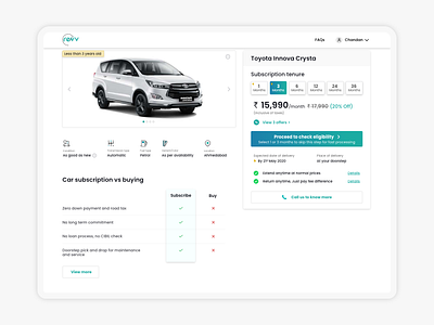 Car subscription Product detail page 1 car subscriptions pdp product detail page uidesign uxdesign