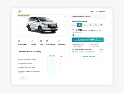 Car subscription Product detail page 1