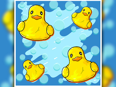 Rubber ducky bath bath water blue bubbles design duck foam illustration quack rubber duck soap squeak vector water yellow