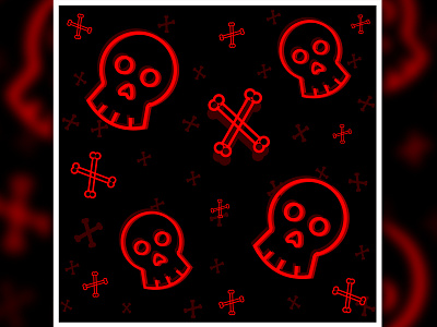 Neon Red Skulls design digital art halloween illustration neon neon red pattern pattern design red scary skulls spooky vector