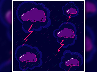 Toxic clouds and red lightening blue clouds deep blue design downpour illustration light blue lightening monsoon purple red red lightening sky raining storm toxic vector violet