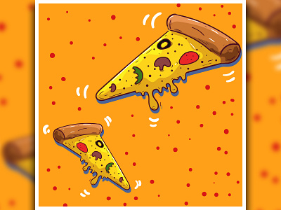 Cheesy Pizza cheddar cheese cheesy creamy crust delicious design illustration lusterblaze mushroom olives pepperoni pizza snack spicy tasty thin vector