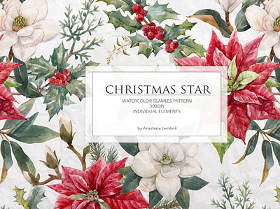 Watercolor Christmas flowers. isolated flowers png psd tiff watercolor