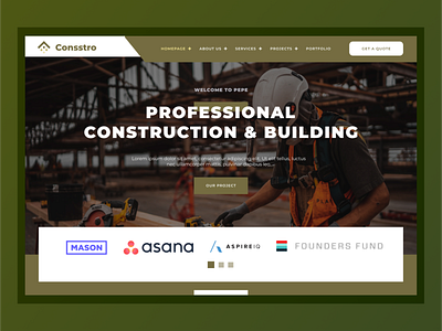 Construction website landing page brands construction design landing page ui ui designer uiux ux website