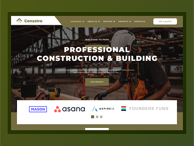 Construction website landing page