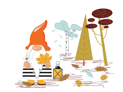 Gnome autumn design forest gnome illustration