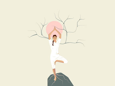 The Balance Yoga Center. Vrikshasana pose. balance design girl illustration pose poster tree yoga yoga pose