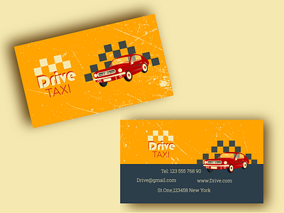 Taxi "Drive" Business Card. business card car card design drive illustration retro service style taxi