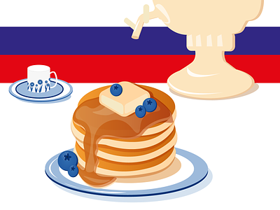 Russian food. Pancakes. cup delicious food design flag food illustration pancakes samovar tea