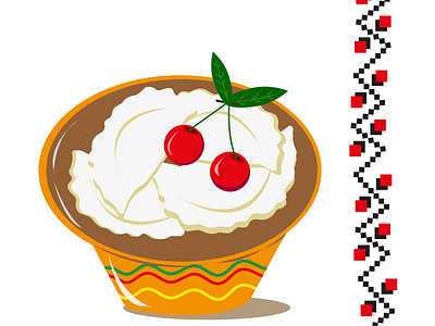 Ukrainian food. Vareniki with cherries. cherry design dumplings food illustration ukraine