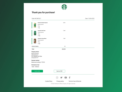 #DailyUI #017 Email Receipt