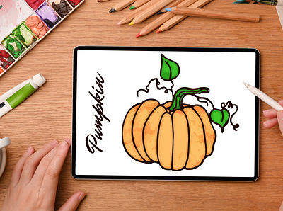 Free Watercolor Pumpkin Vector Design jenna rainey watercolor pumpkin