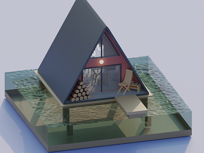 Triangle house 3d blender illustration