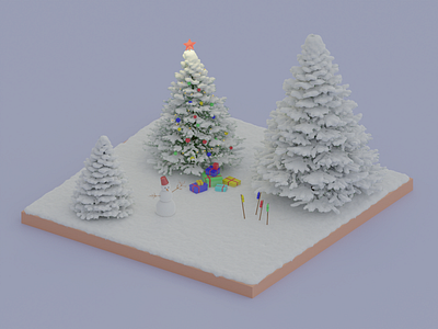 New Year's Eve somewhere in the forest 3d blender illustration