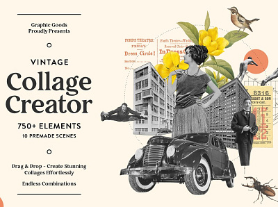 Vintage Collage Creator 750+ Assets 3d animation app branding design graphic design icon illustration logo motion graphics ui