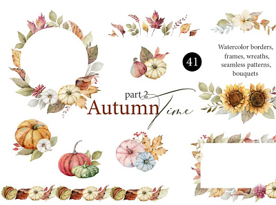 Autumn Time 2. Watercolor collection 3d animation app branding design graphic design icon illustration logo motion graphics ui