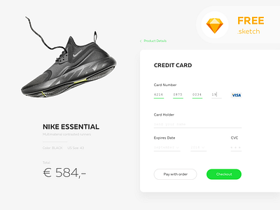 Day 002 of Daily UI - Credit Card Checkout 002 card credit dailyui free minimal nike product typography ui user