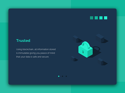 Illustration «Trusted» in text block. abstraction clean color color contract cube flat icons illustration isometric lock sketch trusted