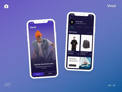 Vinci | Marketplace App Design (Dark Mode) app branding darkmode design logo marketplace purple ui ux