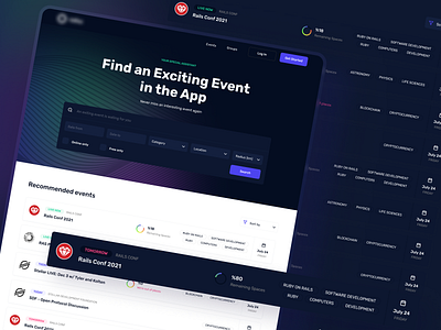 Event Service for Programmers app dark design dashboard design figma ui ux web design