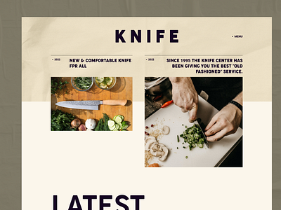 Chef's Knife UI/UX butcher chef kitchen knife landingpage paper paper warp retro ui ux vintage warp web weblandingpage website