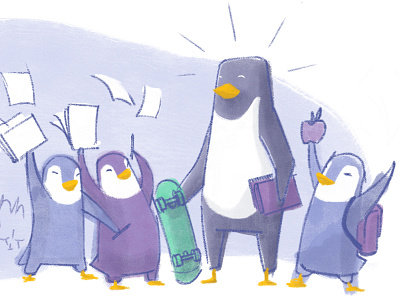 Curio Penguin Mascot app character design digital illustration education mascot penguin startup teacher