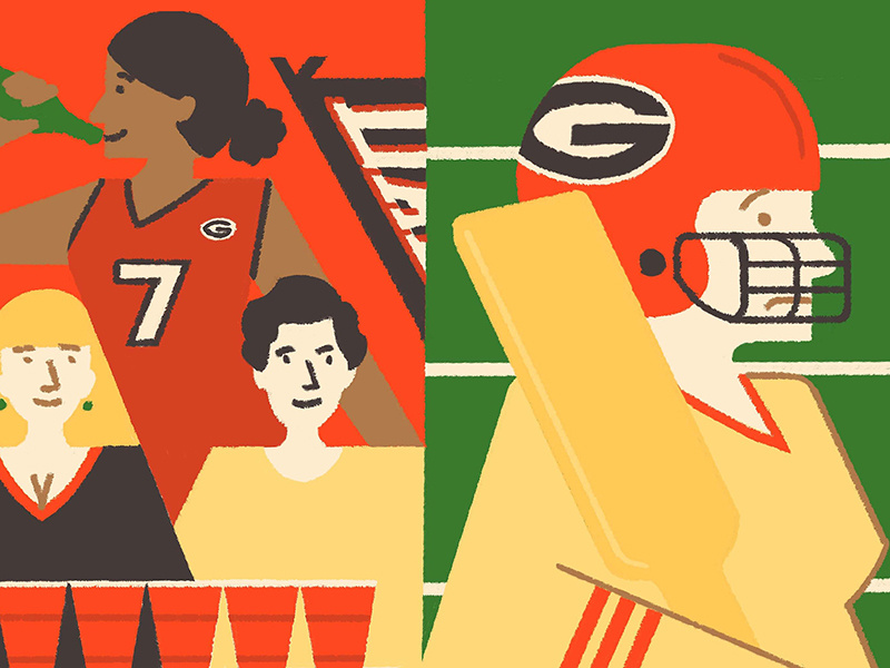 Georgia Fans in NYC georgia football people beer blog editorial illustration beer football sec uga university of georgia