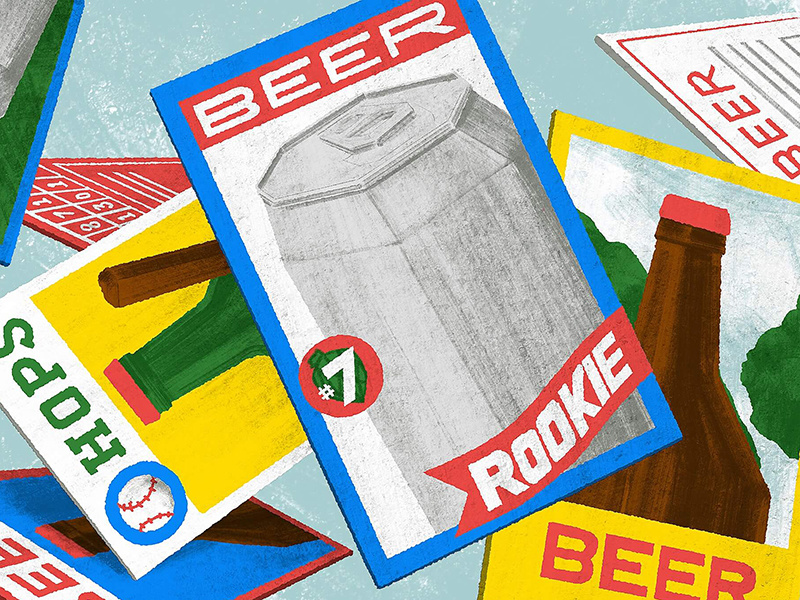 Rookie of the Year good beer hunting october baseball card rookie beer blog editorial illustration
