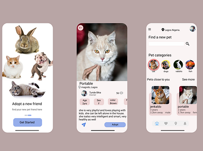 pet adoption mobile app app beautiful design design for hire designer for hire mobile design pet app ui ux