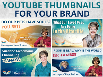 Thumbnails for YouTube channels and podcasts branding design graphic design graphic designer meditation podcast social media design spirituality style youtube youtube thumbnail youtube thumbnail design