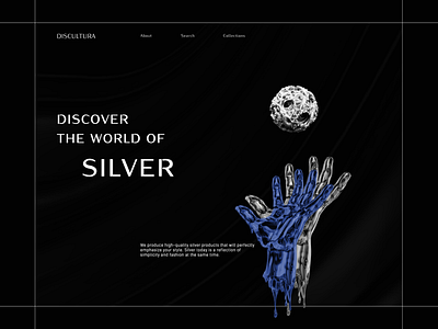 Silver jewelry store landing page dark design earring jewelry landing page necklace ring silver store ui uiux ux web design