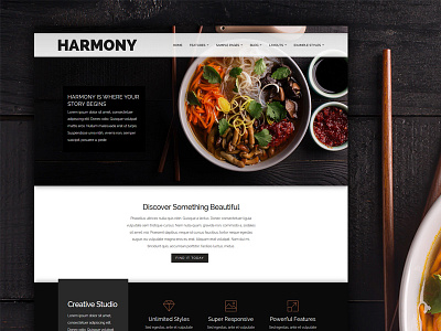J51 Harmony - Joomla Template cms design food joomla menu restaurant style template ui web webdesign