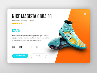 Shopping Card card design footwear magista nike product shopping soccer ui web