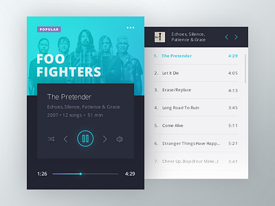 Music Widget - Foo Fighters card costa rica design favorite foo fighters music player ui web widget