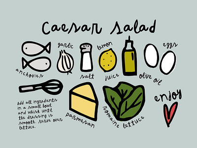 Caesar Salad Illustrated Recipe caesar caesar salad design dingbat font dingbats font food graphic icon illustrated illustrated recipe illustration my recipes recipe typography vectors