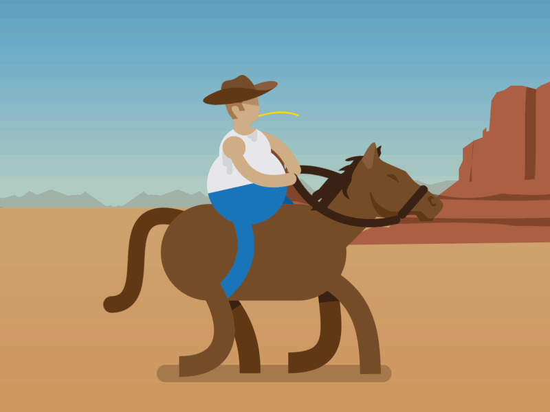 Vaquero gordo dos animation cowboy desert gallop horse illustrator ride sweat vector