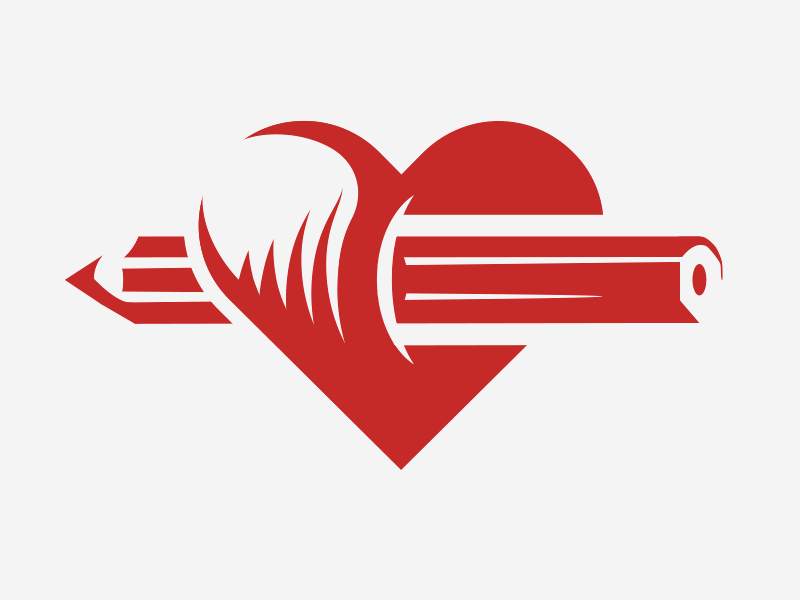 Pencil through the Heart depth stab icon red crest vector illustrator pencil heart