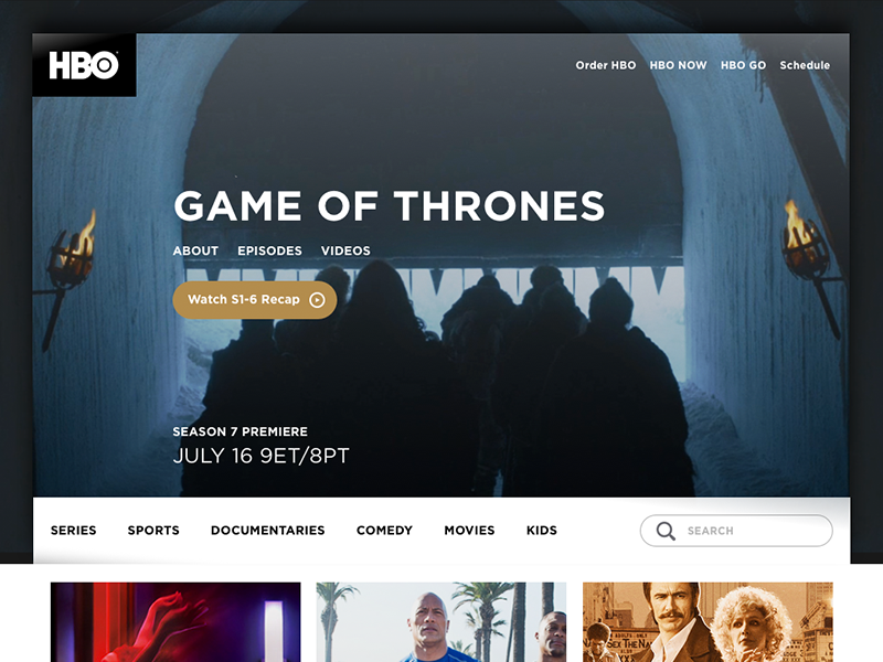 Daily UI challenge #003 — Landing page landing website web page home game thrones hbo ui
