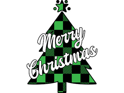 Merry Christmas Tree Green Plaid christmas design graphic design green holidays illustration plaid